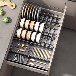 厨房碗碟收纳架橱柜内置分格置物架多功能刀叉勺子筷子餐具收纳盒