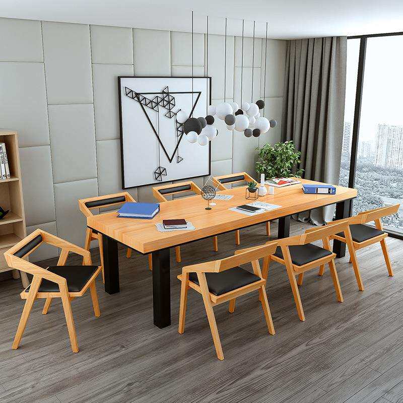 LOFT北欧实木会议桌长桌简约办公桌长方形创意工业风会议桌椅组合
