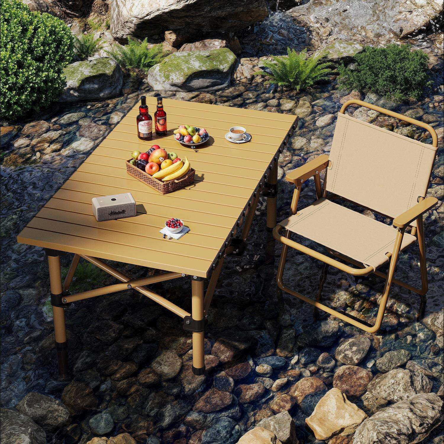 户外折叠桌便携式露营桌椅野餐野营蛋卷桌野炊烧烤桌摆摊桌子