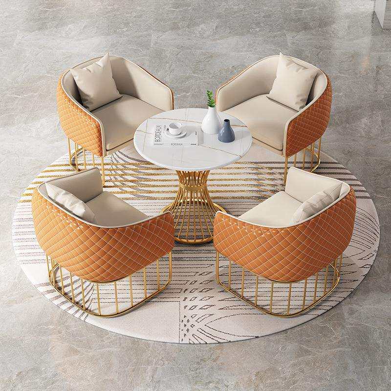 北欧洽谈桌椅组合轻奢酒店大堂桌椅售楼处接待谈判现代会客皮沙发