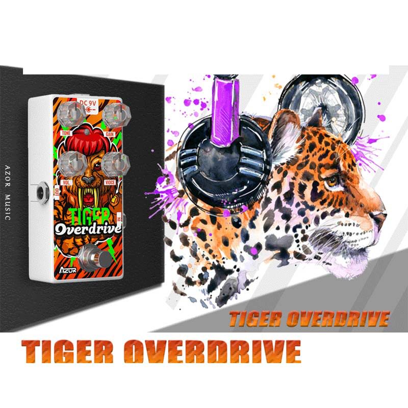 AZOR国潮电吉他单块效果器 过载 失真 破音Tiger Overdrive生肖虎