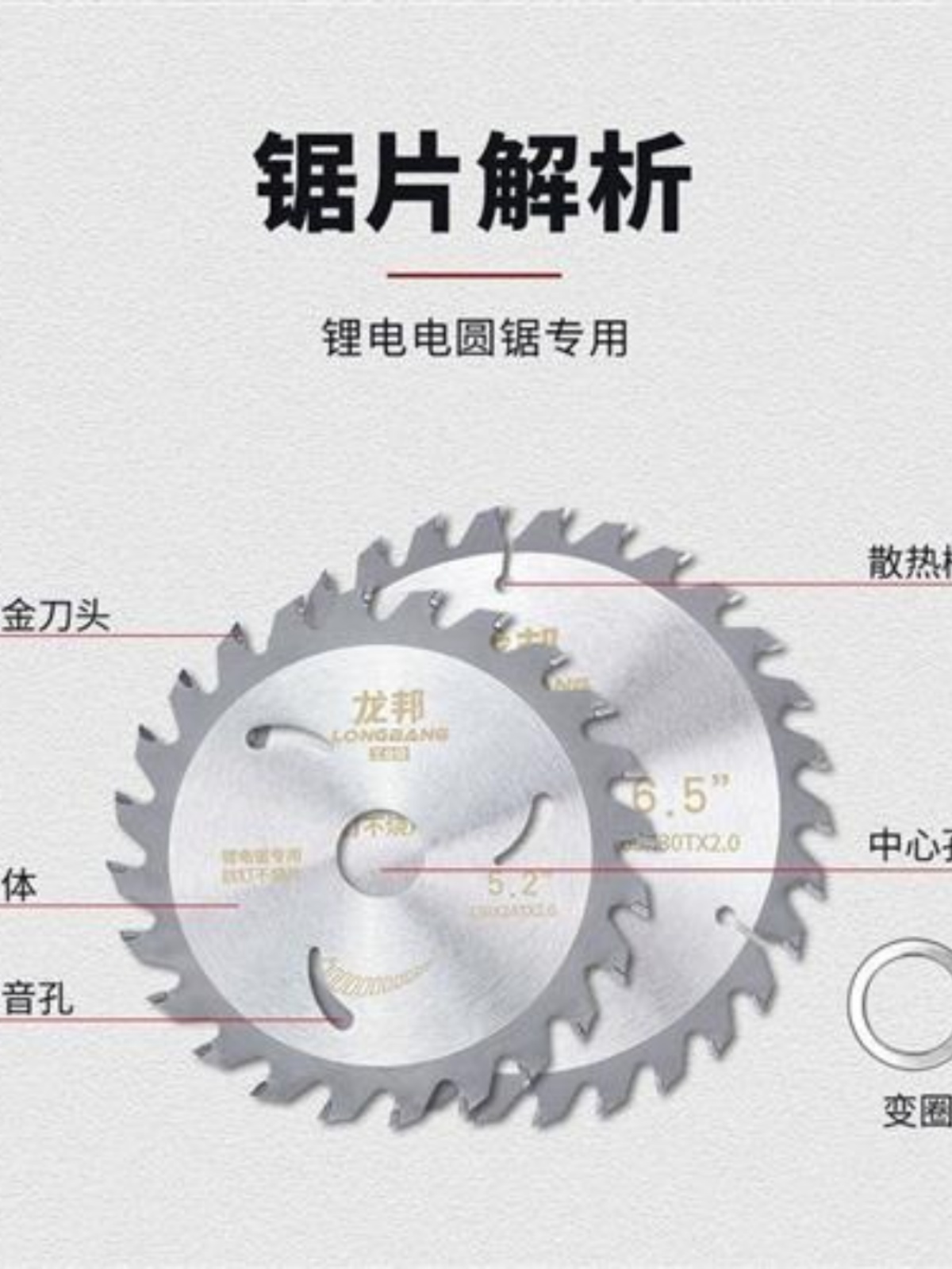 龙邦木工锯片4寸5寸7装修切割机锯片锂电电圆锯角磨机切割片6.5寸