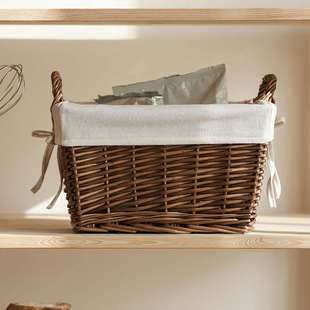 柳编收纳篮 桌面收纳储物盒收纳筐编织篮ins收纳盒筐化妆品收纳