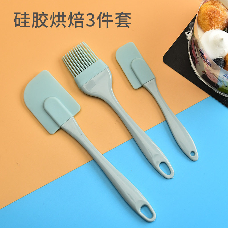 家用奶油刮刀三件套硅胶油刷烘焙蛋糕奶油抹刀硅胶烘培工具套装