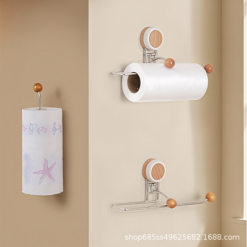 厨房纸巾收纳架挂壁式式免打孔家用橱柜用纸懒人抹布保鲜膜纸巾架