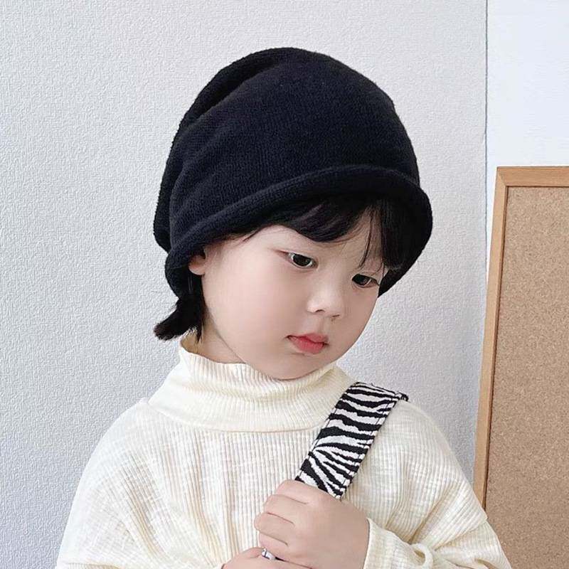 韩国儿童帽子女童堆堆帽冬季毛线帽秋款男童针织帽女孩护耳帽秋冬