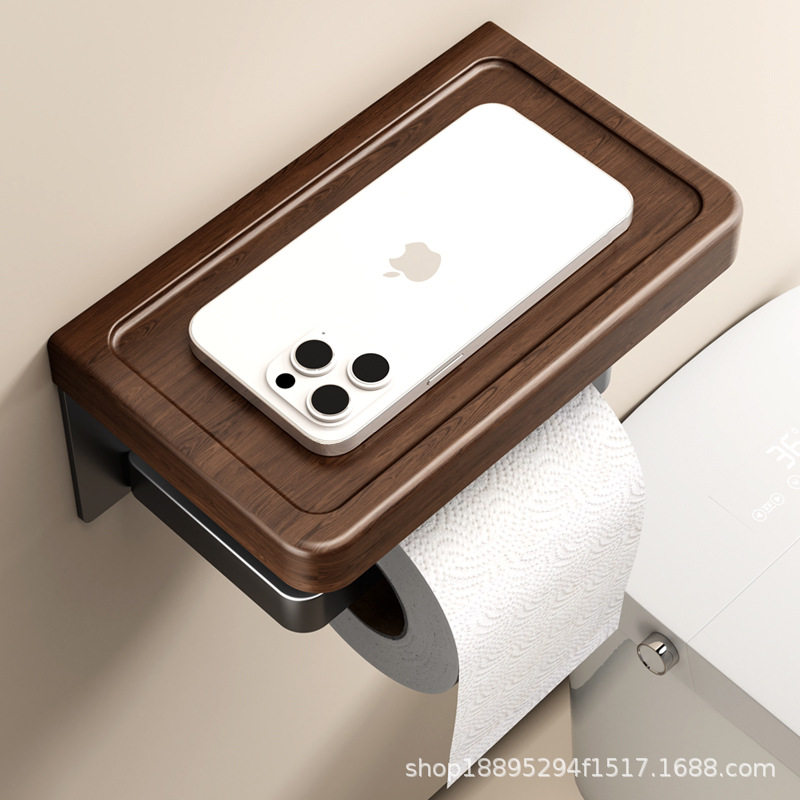 木质感古风卫生间纸巾置物架免打孔厕纸架卷纸架壁挂式抽纸盒收纳