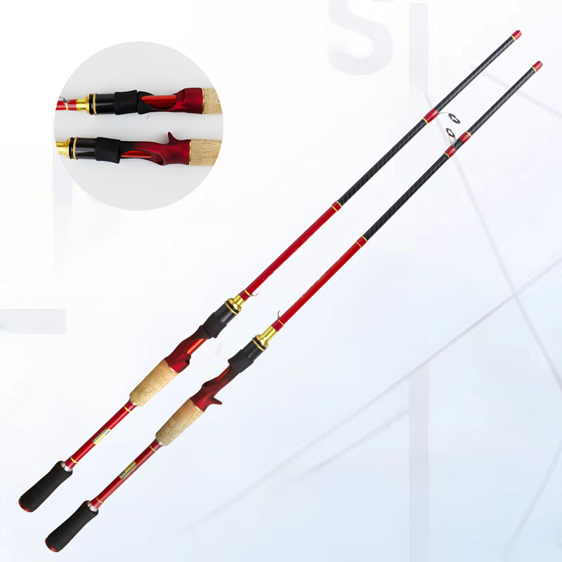 新款红色路亚竿1.65m 1.8m 2.1m 2.4m钓鱼竿 直柄枪柄路亚竿