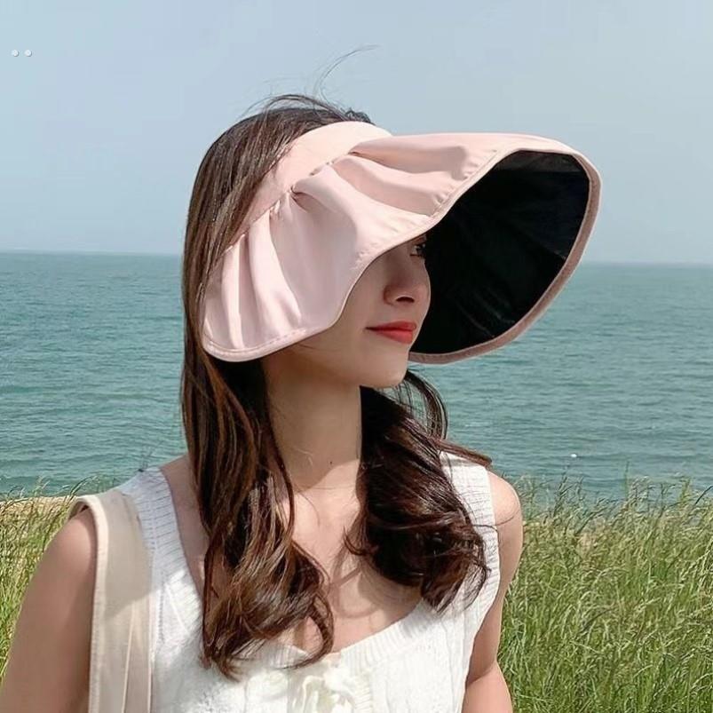 黑胶贝壳帽两用发箍防晒遮阳帽太阳帽百搭空顶贝壳帽简约防晒遮阳