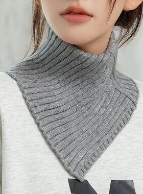 围巾女秋冬保暖护颈椎围脖针织高领装饰毛衣假领子百搭毛线脖套女