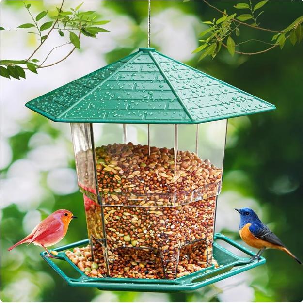 户外布施喂鸟器室外阳台自动投食器庭院悬挂式喂食器野外麻雀鸟食