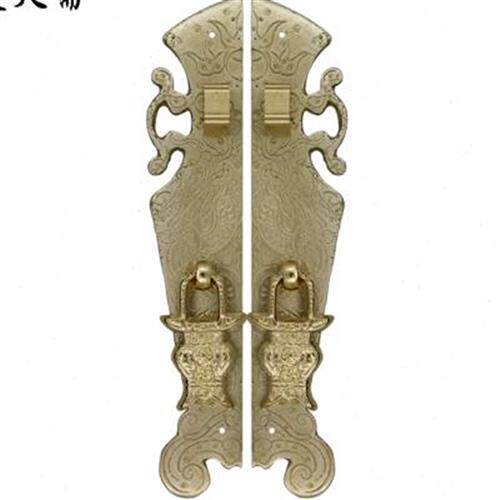 昊天斋新中式仿古纯铜直条把手衣橱酒柜门明装单双孔大拉手铸造o.