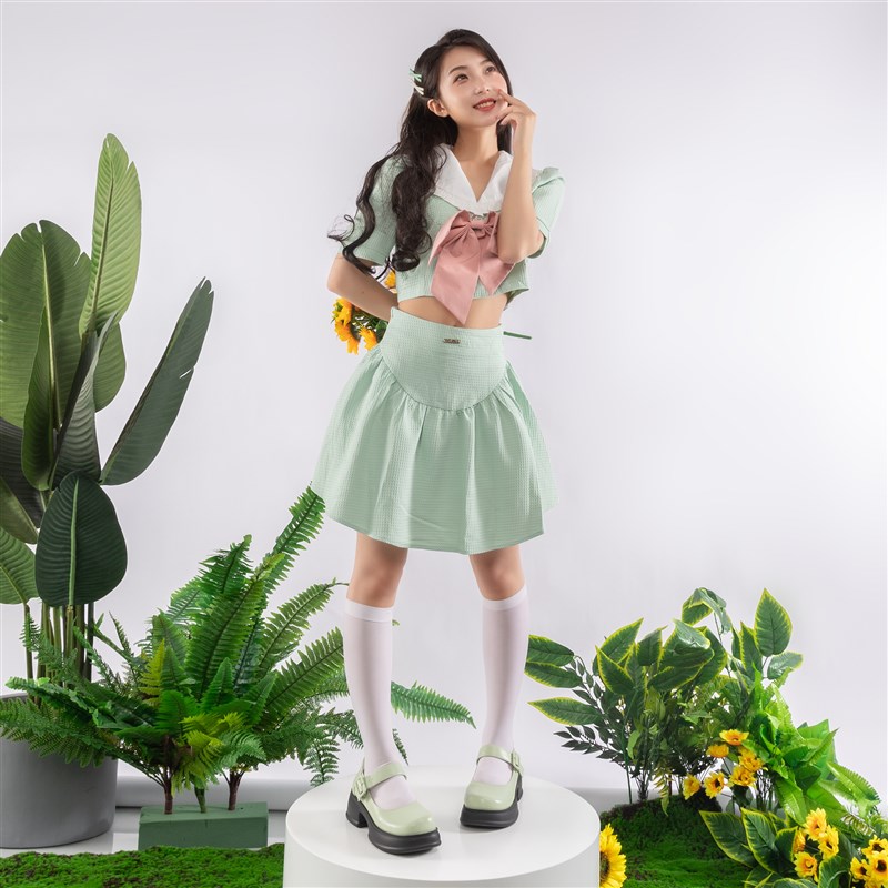 化雾语复古百搭玛丽珍绿色女学生高跟jk制服法式小皮鞋044