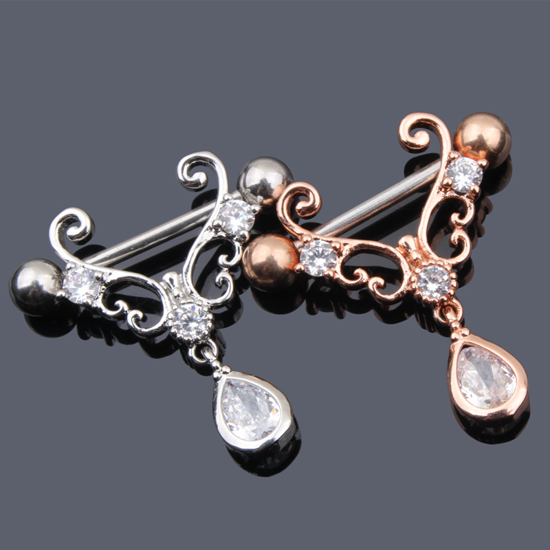 2023 1Pair Heart Barbell Nipple Ring Piercing Helix Piercing
