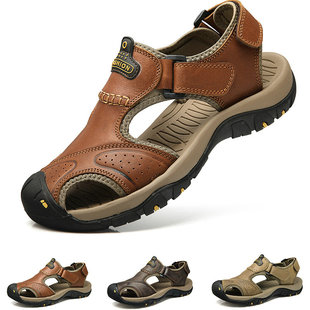 Split Sandal 极速Men Genuine Beach Roman Men Sandals Leather