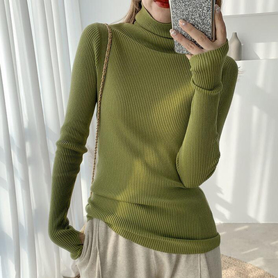 极速Solid Slim Turtleneck Sweater Ladies Long Sleeve Pullove