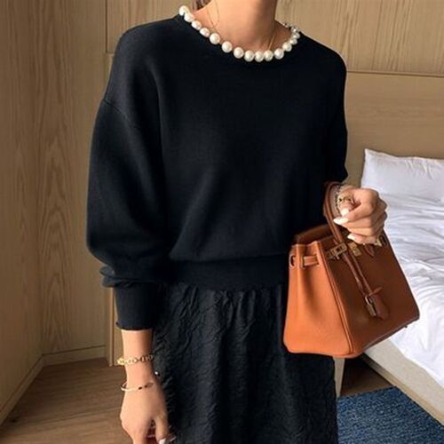 极速Sweater Women Spring Autumn Short Pullover Solid Color R