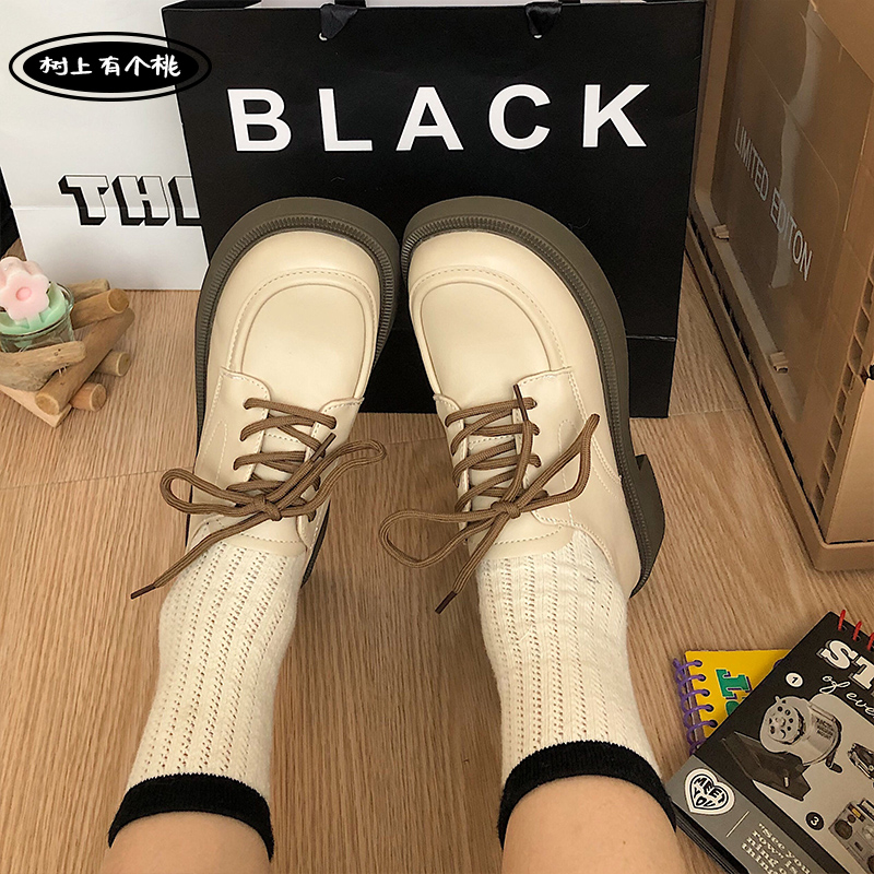 树上有个桃英伦风小皮鞋女2023春秋新款学院风百搭玛丽珍jk单鞋子