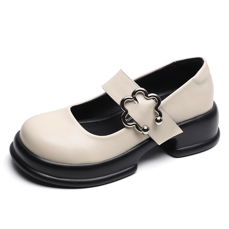 厚底玛丽珍鞋女夏2023新款粗跟单鞋学院风jk小皮鞋大码女鞋41一43