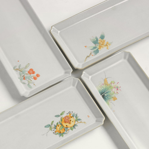 极速汝窑陶瓷干泡台家用小型茶盘长方形奉茶托盘简约壶承茶台功夫