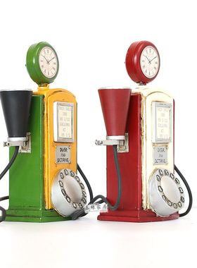 复古铁皮加油机模型老式怀旧摆件橱窗陈列道具酒吧咖啡厅装饰品