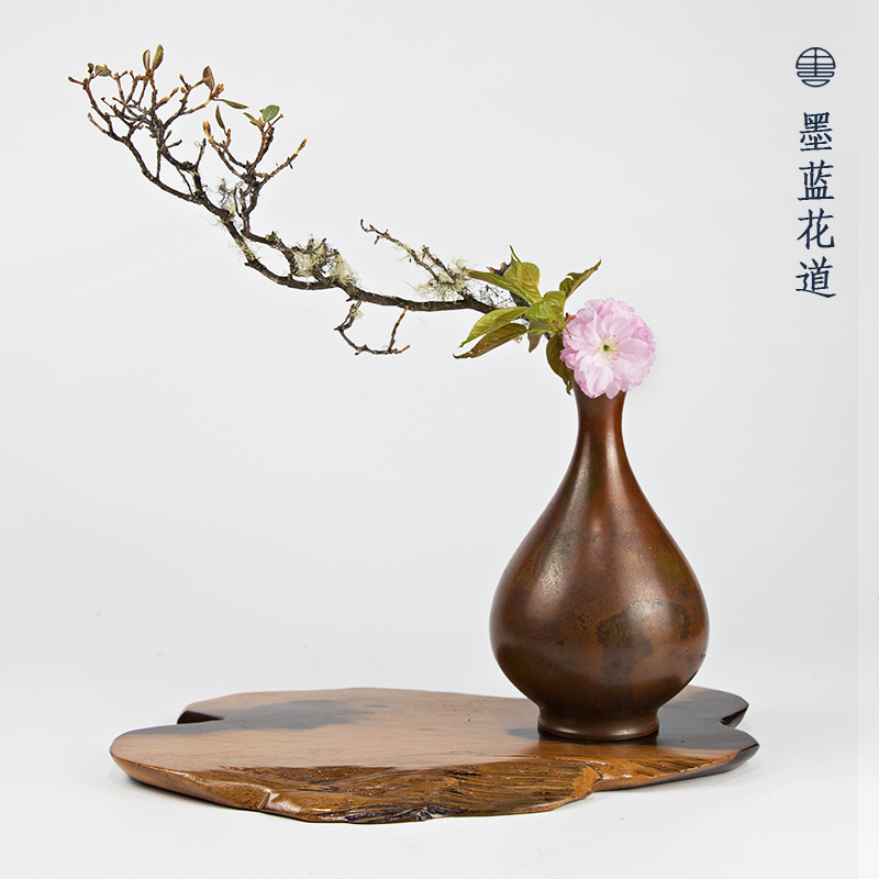 株木实木底座大号 客厅桌面花瓶插花装饰花台 盆景花盆黑檀木花架