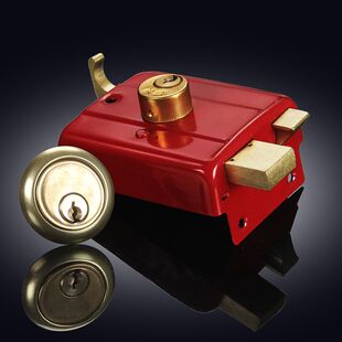 固力老式门锁家用通用型锁具室外防盗铜锁芯木门三保险556门锁