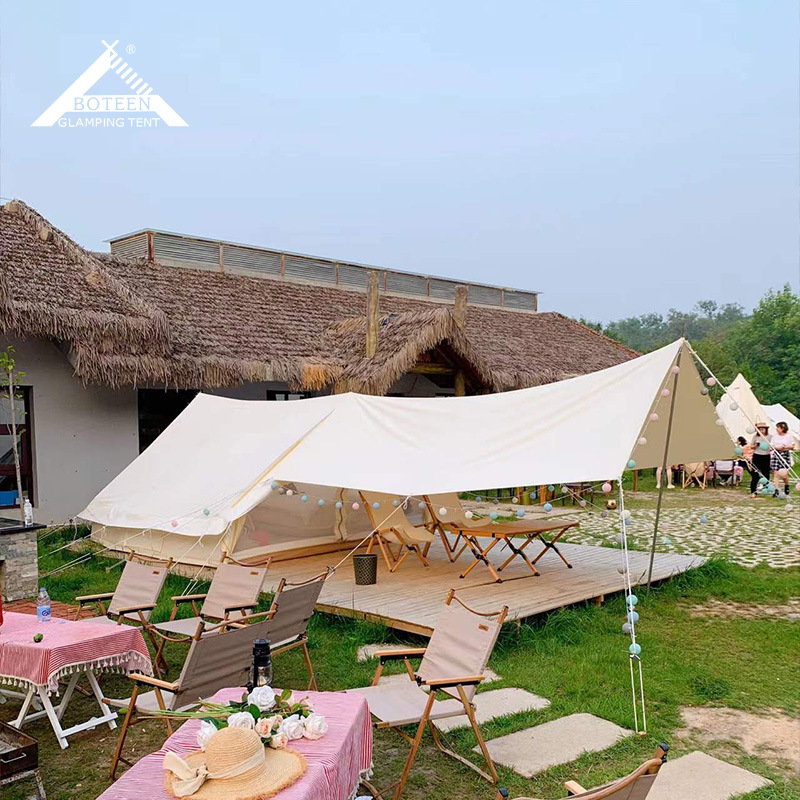 博庭户外轻奢棉布小屋脊帐露营帐篷自驾旅游家庭活动遮阳防雨保暖