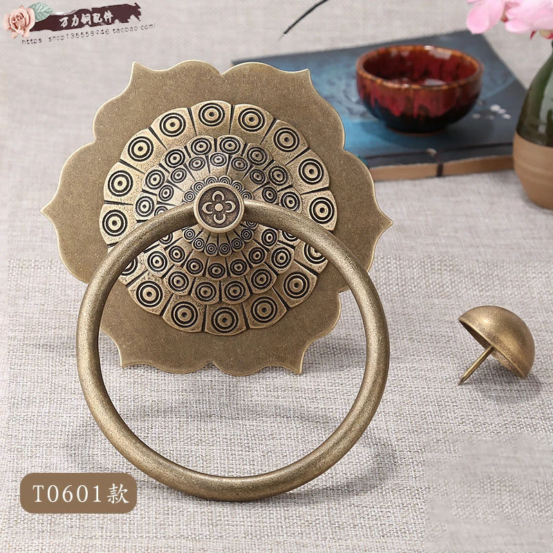 中式古大老拉手铜门环门式纯铜复古黄H铜实木大门铜把手装饰拉环