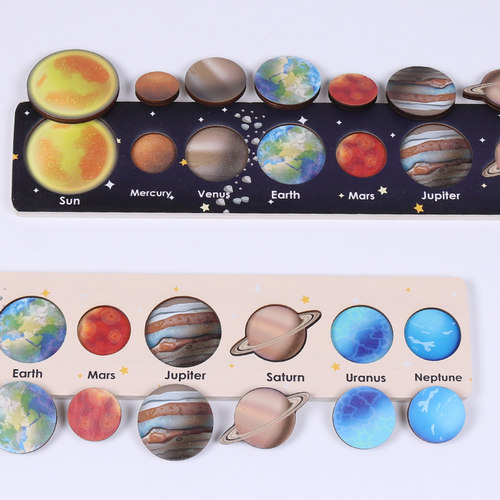 极速Montessori Wooden Solar System 8 Planets Puzzle Board Ga