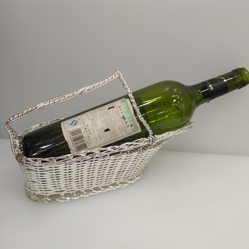 镀银红酒篮展示架欧式收藏酒柜摆件纯手工轻奢风装饰置物酒架