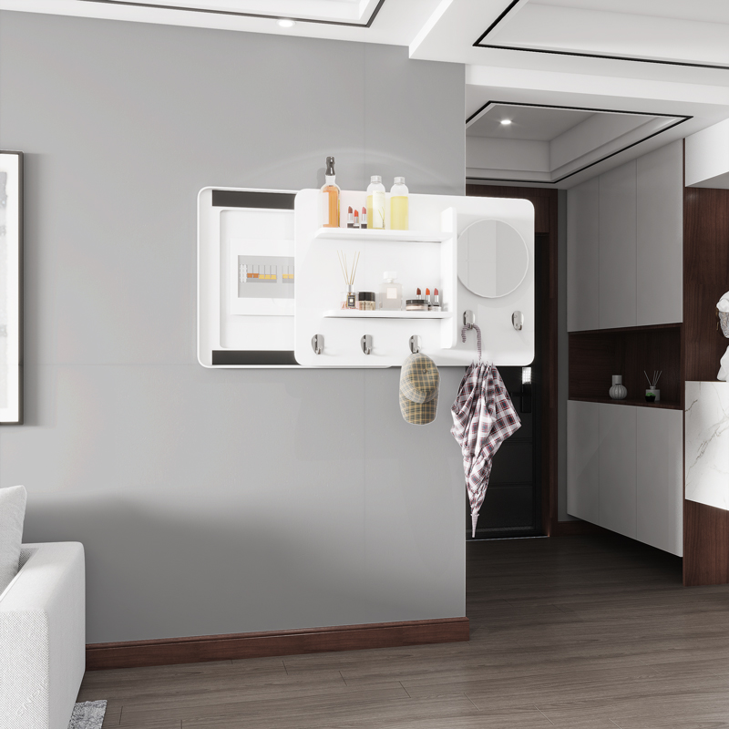 北欧多功能轻奢实木电表箱装饰画配电箱遮挡创意收纳电闸盒置物架