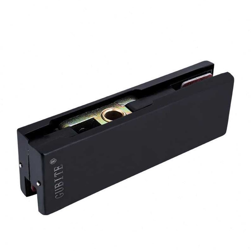 固比特玻璃门夹上下夹无框玻璃地弹簧下门夹黑色哑黑烤漆一字夹