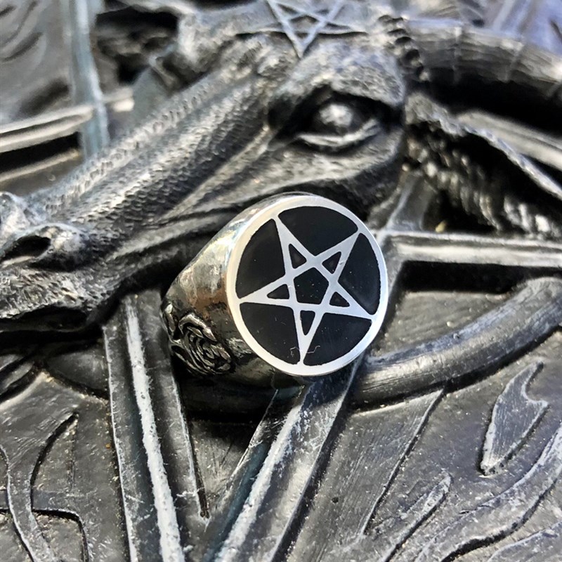 Alchemy Gothic R23 Roseus Pentagram复古玫瑰五芒星哥特戒指环