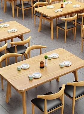 快餐店桌椅组合餐厅面馆早餐店经济型饭桌酒店商用餐饮烧烤桌椅