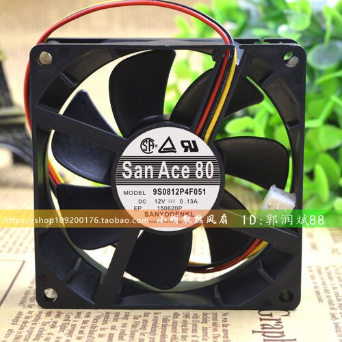 三洋SAN ACE 8cm 8025 12V 0.13A 9S0812P4F051 PWM静音 机箱风扇