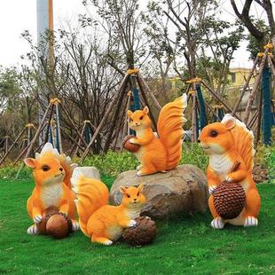 仿真松鼠雕塑户外公园动物花盆玻璃钢小品花园林庭院景观装 饰摆件