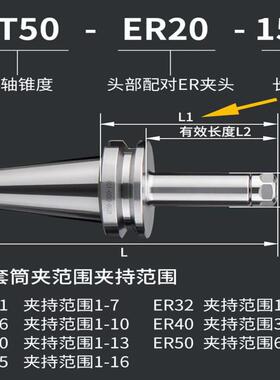 数控刀柄BT50ER黑色刀柄BT30BT40高精度32动平衡加工er32刀柄