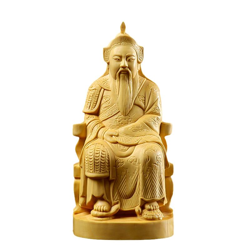 黄杨木雕真武大帝玄武雕像摆件人物圆雕传统木质工艺品家居收藏品