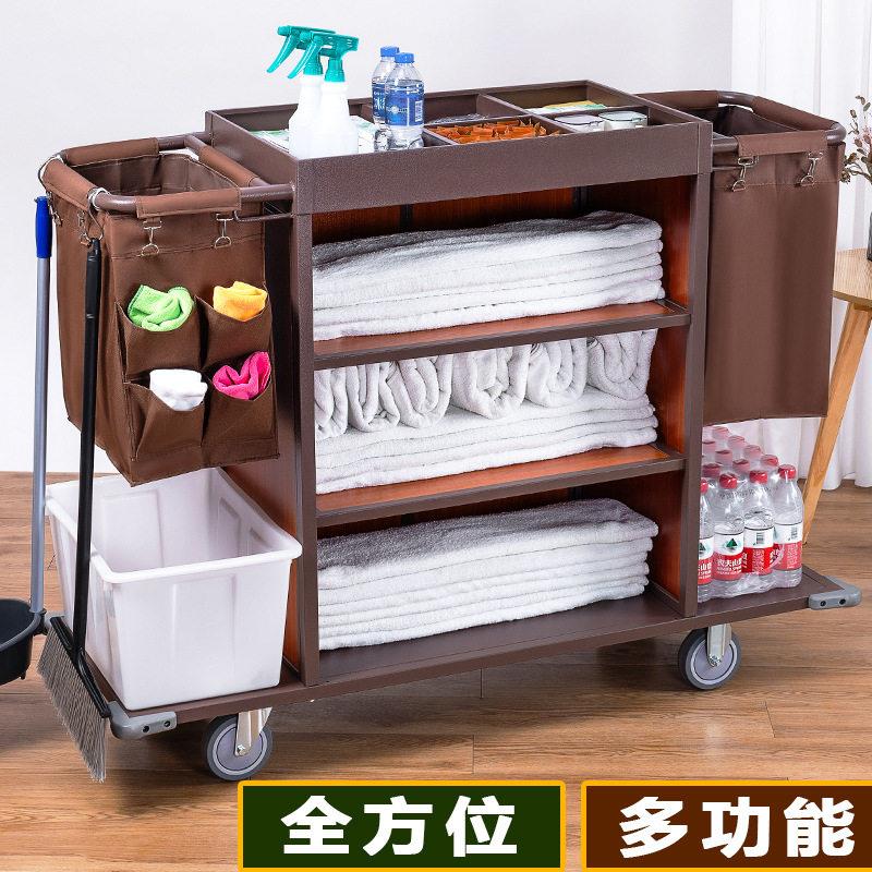 酒店双边铁木板质布草车宾馆保洁车车客房双边房口车手推车