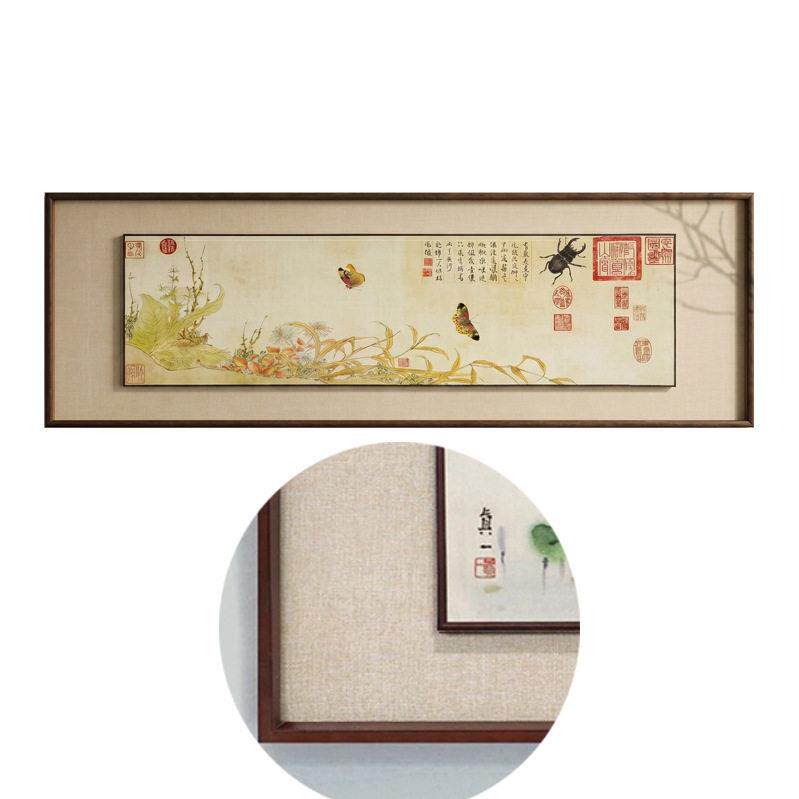 宋式美学挂画仿古山水茶室书房禅意画客厅级感实木框中框装饰画