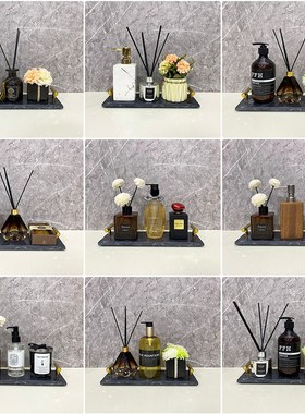 样板房卫生间香薰摆件大理石托盘套装洗手间台面软装饰品酒店公寓