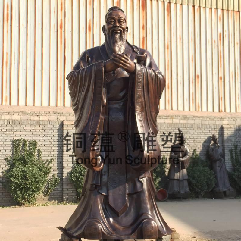 铸铜孔子雕塑校园雕塑孔子讲学铜像孔子铜摆件孔子铜像