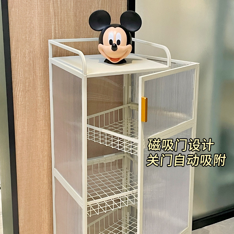 速发客厅零小纳带门旋转食推车置物架玩具柜家用厨房落地多功能收