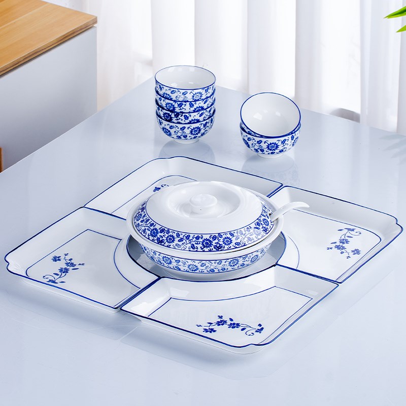 速发陶瓷盘子组盘餐具拼合圆桌套装菜盘年夜饭家用碗团碟圆套盘