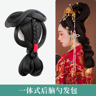 速发古装固服假发古风明发一体式后脑勺发髻唐风精致很好汉定制包