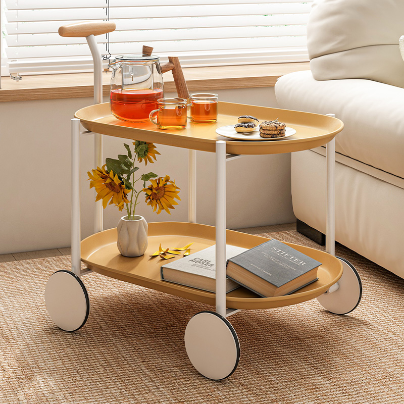 速发小推车收物架可沙动客厅移发边几零食置纳架风餐车桌子小茶几