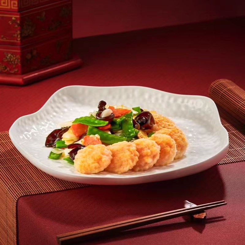 速发热菜汤盘陶盘酒店餐深家用厅瓷纯白冷菜盘子不规则意境菜创意
