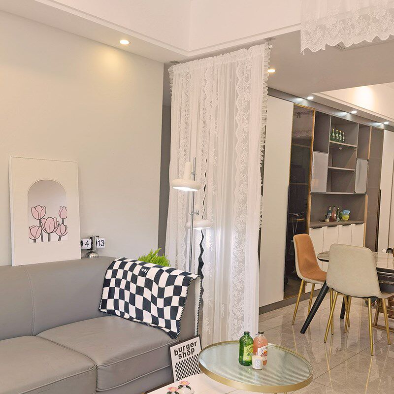 速发卧室少蕾丝隔断遮光装挂免屏风帘打孔安帘窗帘纱帘隔断客厅柜