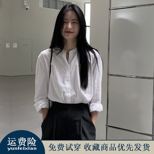 别致上春秋装 衬衣设计4小众法式 韩版 速发白色立领202感衣秋新款